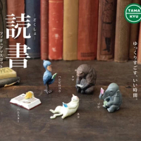 BUSHIROAD Original Gashapon Kawaii Cute Anime TAMA-KYU Reading Animal Figure Gachapon Capsule Toys Miniature Creativity Gift