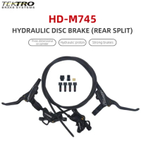 Tektro HD-M745 MTB Hydraulic Disc Brake 4 Pistons Mountain Bike Brakes Front Rear Internal Cable Bicycle Hydraulic Brakes