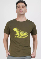 QuirkyT Froggy Graphic 橄榄色棉质短袖必备 T 恤