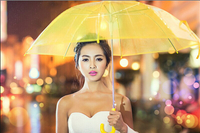 影樓道具透明雨傘晴雨傘美女傘長柄傘透明傘攝影道具黃色透明傘