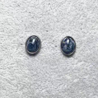 1pair 925 sterling silver natural pietersite stud earrings stone size approx7*9mm