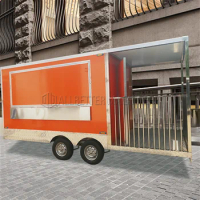 Pizza Oven Mobile Food Trailer Chinese Food Van Trailer BBQ Fast Food Truck Cart With Porch For Sale