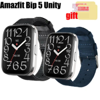 3in1 for Amazfit Bip 5 Unity Smart Watch Strap Band wristband Nylon Canva women men Belt Screen Protector