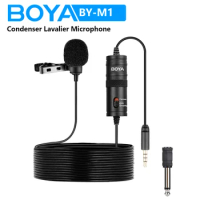 BOYA BY-M1 6m Condenser Clip-on Lavalier Lapel Microphone for PC Mobile iPhone Android DSLRs Vlog Streaming Youtube Recording
