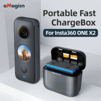 AMAGISN Portable Charging Case Storage Box Insta360 ONE X2 Battery Fast Charge Hub Charger and For ONE X2 Power Accessories