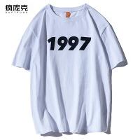 夏季新款男女潮流休閑個性百搭1997袋子環保印花學生短袖T恤