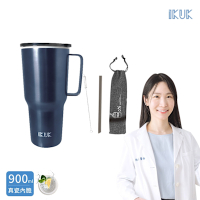 【IKUK艾可】陶瓷冰霸杯/長效保溫保冰珍奶杯900ml(附贈Tritan吸管與收納提袋)