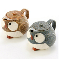 日本製 美濃燒 貓頭鷹造型陶瓷茶壺 450ml 附不鏽鋼濾網＊夏日微風＊