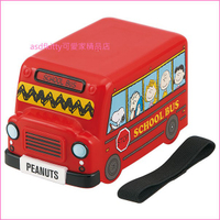 asdfkitty*SNOOPY史努比公車造型雙層便當盒-附綁帶-日本正版商品