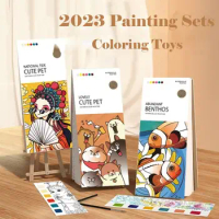 Set Gouache Art DIY Painting Supplies Drawing Book Blank Doodle Book Set Watercolor Paper Coloring Books With Paint and Brush