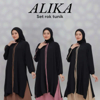 ONE SET ROK ALIKA-set rok kekinian stelan tunik dan rok busui bahan crinkle Airflow Muslim