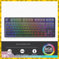 FL·ESPORTS MK870 Wireless Bluetooth Hot-swappable Mechanical Keyboard RGB Light-emitting E-sports Game Three-mode Keyboard
