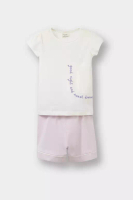 DeFacto Baby Girl Pajamas Set Short Sleeve Combed Cotton Top Elastic Waist Shorts E1548A525Hs