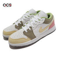 Nike 休閒鞋 Air Jordan 1 Low SE GS 大童 女鞋 粉紅 黃棕 AJ1 甜彩 環保材質 DJ0341-100