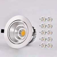 10pcs/lots Dimmable LED COB Spotlight Ceiling lamp 5w7w9w12w15w20w Aluminum Recessed Downlight Round Panel Light Indoor Lighting