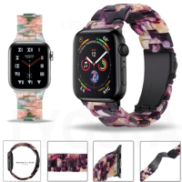 Resin straps for apple watch band 44mm 40mm 42mm 38mm correa transparent bracelet for iwatch 6 series 5 4 3 2 1 wristband Correa