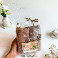 [PREMIUM - 15x7x20] OKINA Tas Mika Transparan | Tas PVC Bening | Tas Hampers Polos | Goodiebag Hampe