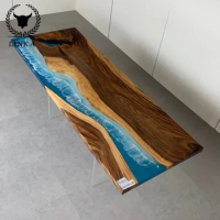 South American walnut resin solid wood board Factory Wholesale Round Epoxy River Table Top Diameter 4 Feet Custom