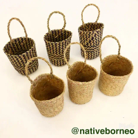 Cover Pot Purun Gantung - Cover Pot Purun Mini, Cover Pot Mini, Keranjang Purun, Bakul Purun