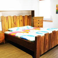 【吉迪市柚木家具】全柚木造型床組 RPBE019J(雙人床 木片造型 床架 實木床框 穩固 耐用)