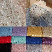 2025 Embroidered Sequin Mesh Fabric for Wedding Dresses and Stage Costumes, Width 1.5m DIY Lace Fabr