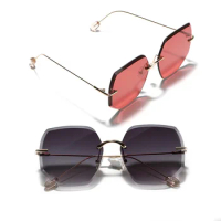 Polygon Shape Women Sunglasses Rimless Cut Edge UV400 Protection Cool Sun Glasses Vintage Retro Female Sunglass