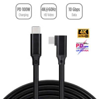 10ft 100W 5A USB-C FAST charger Cable 90 Degree USB 3.1 10Gbps Type C to type c 10Gbp 4K@60Hz Video for iPad Pro, M1 MacBook Mac