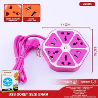 Stop Kontak & USB Soket Segi Enam Stop Kontak Saklar ON/OFF Colokan Multifungsi Vanstar Atn SNI HEXA