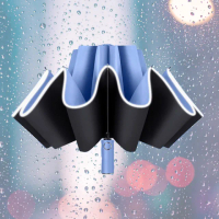 【嵐楓居家】晴雨兩用黑膠自動反向傘/安全反光條雨傘/反向折疊雨傘(雨傘/夜間反光安全傘/車用雨傘)