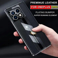 For Oneplus 9 10 Pro Preminue Genuine Leather Case for Oneplus 9 9R 9RT Plating Bumper Cover Real Cowhide Soft TPU Business Case