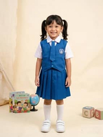 Baju Seragam PAUD TK PGRI | Baju Seragam PGRI Kemeja Putih Rompi Biru dan Rok Biru + Dasi XL