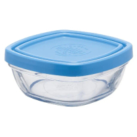 Bekas kaca persegi Duralex 3.5'' dengan penutup plastik - 3 unit