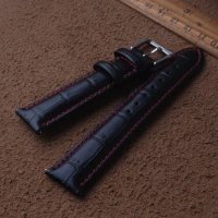 Watchbands black with red stitch fashion Watch accessories Genuine Leather watch straps 20mm 22mm fit Mido Tissot Sport Watches