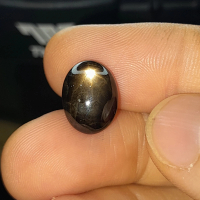 Natural Black Star Sapphire Dim:est 12x9x4.5 mm 7.1Ct Nilam Bangsing Mata Udang 6 Rays Bintang Oval 