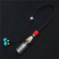 西藏直發精工手工嵌銅鑄模925純銀印章配飾法器背云計數器卡子1入
