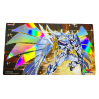 YGO Board Game New Mlikemat Foil Holographic Playmat Elemental Hero Shining Flame Wingman TCG Card Game Mat with Zones+Free Bag