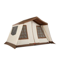 Small Cabin Shaped Cottage Tent, Family Outdoor Tent, One Bedroom, One Window, Luxury Canvas Fabric Made, Manufacturer