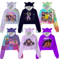 Anime Hoodie Girls Aphmau Merch 3D Hoodies for Women Kawaii Cartoon Sweatshirts Teenagers Kids Bunny Ear Pullovers Adult Child