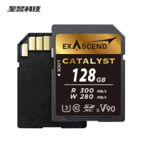 EXASCEND Catalyst SDXC Card UHS-II V90 SD 3.0 High Speed Memory Card 64GB 128GB SD Card for Professional Camera Up to 300Mb/s