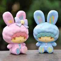 6Pcs Anime Sanrio Blind Box Rabbit Series Flocking Cinnamoroll Kurumi Trend Mini Figure Decoration Birthday Birthday Gifts Toys
