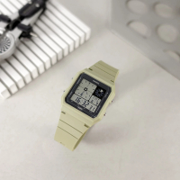 【CASIO 卡西歐】經典復古 方形造型 雙顯 電子數位 橡膠手錶 卡其色 33mm(LF-20W-3A)