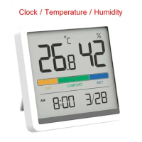 Miiiw Mute Temperature Humidity Clock Home Indoor High-precision Baby Room C/F Temperature Monitor 3.34inch Huge display