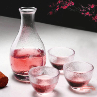 日式清酒壺套裝透明玻璃酒壺小杯子清酒果酒梅子小酒杯磨砂一口杯