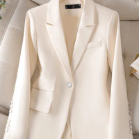 Yitimuceng Orange Black White Blazer Jacket for Women Autumn Winter 2023 New Korean Long Sleeve Single Breasted Office Coats