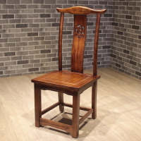 太師椅 餐椅實木家用復古椅子現代新中式太師高靠背椅牛角官帽椅木椅『CM47319』