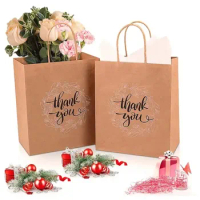 Wholesale 500pcs/Lot Reusable Cheap Custom Logo Printed Kraft Bags Paper Bag for Boutique Grocery Shopping Food Packaging