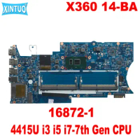 16872-1 Motherboard for HP Pavilion X360 14-BA Laptop Motherboard with 4415U i3 i5 i7-7th Gen CPU DDR4 100% Tested Work