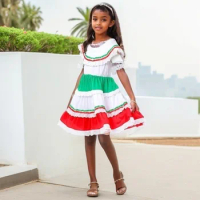 Kids Mexican Girl's White Dress Halloween Cosplay Costumes Party Role Playing Dress Up Outfit