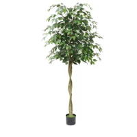 180/210cm Artificial Ficus Tree Nearly Natural Leaves and Trunk Faux Potted Plant Tall Green Plant Bonsai Simulation Banyan Tree