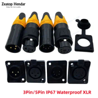 10Pcs Black 3Pin / 5Pin IP67 Waterproof XLR Plug Male Female Socket Dustproof Cover Outdoor Performance balanced Audio Connector
